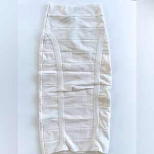 bebe Ivory Textured Midi Skirt